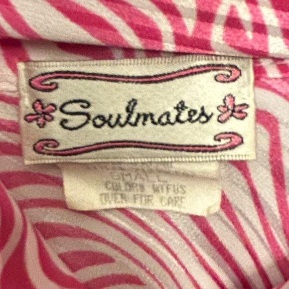 Heart Soul Soulmate Halter pink Zebra imported fabric elastic waist neck tie S - Picture 3 of 5